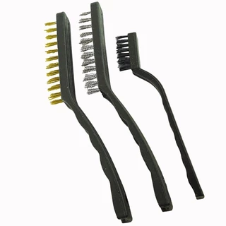 Kit Três Escovas De Aço Top Pros 2 Escovas Médias 1 Pequena