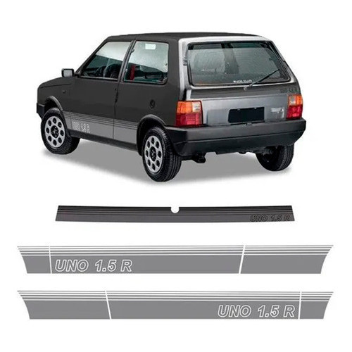 Kit Adesivo Faixa Lateral Traseira Fiat Uno 1.5 R Grafite