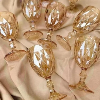 4UNI de Taça Metalizada Amber Vinho Água 330ML Buffet Amarelo