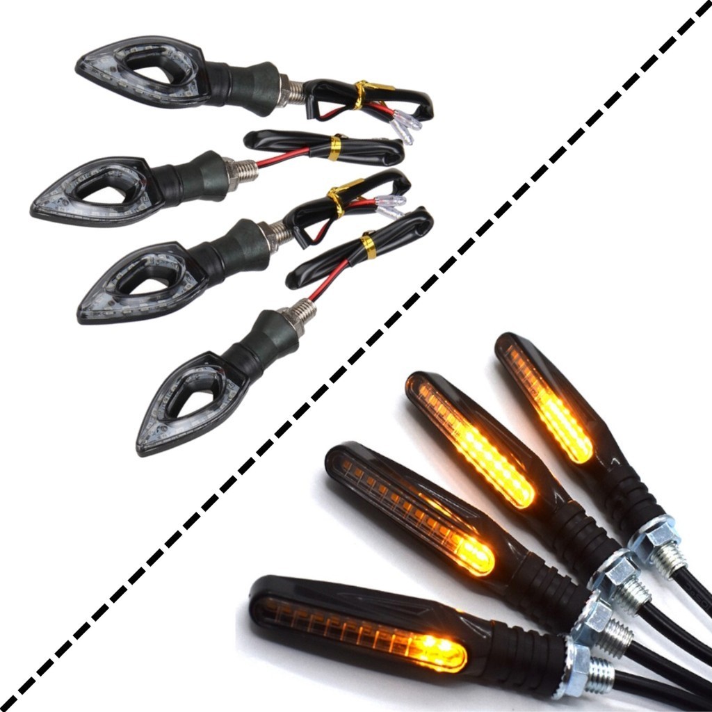 Par Seta de Moto Esportiva Led Amarelo Flecha Sequencial Slim Universal 12V