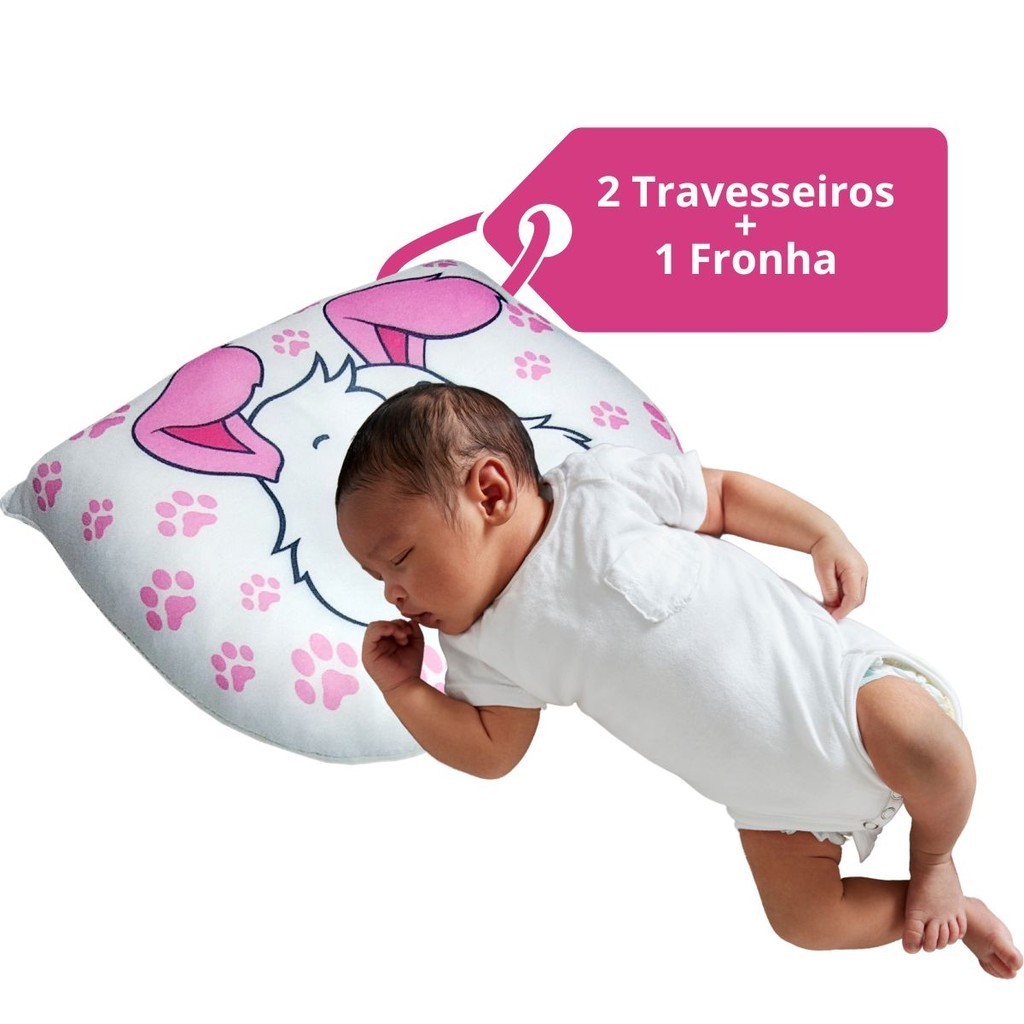 Kit Travesseiro Bebe Recém Nascido Anti Sufocamento Bebê + Anatômico ...
