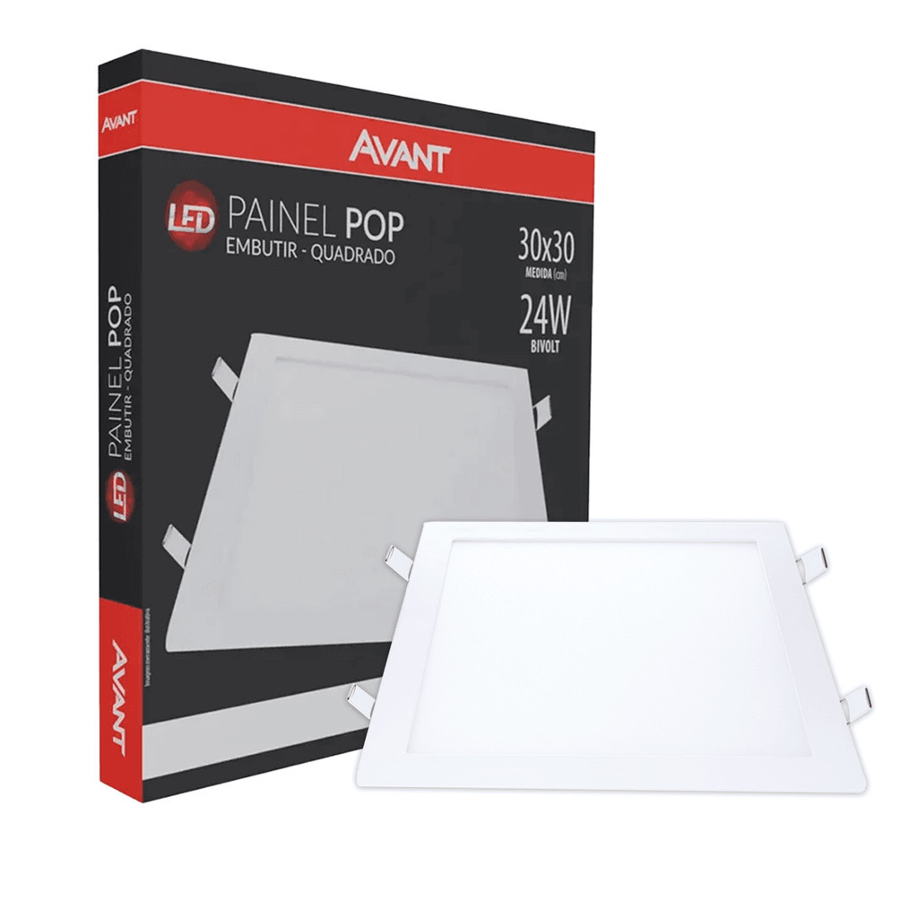 Painel Led Embutir Quadrado 30X30 24W 6500K 1920Lm | Shopee Brasil