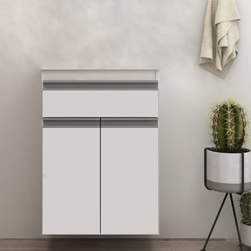 Gabinete para Banheiro 50cm sem Lavatório Cewal Branco/Branco