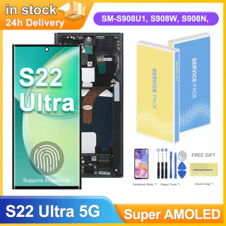 Tela Sensível Ao Toque Digital S22 Ultra Super AMOLED Para Samsung Galaxy 5G S908B S908B/DS Lcd Display Com Peças De Moldura