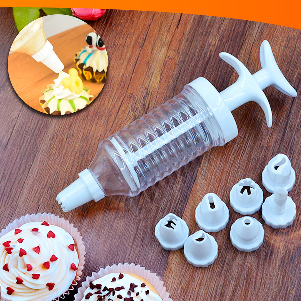 Kit Confeiteiro Seringa Culinária Com 6 Bicos Decorador De Bolo ...