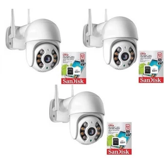 Kit 3 Câmeras Impermeáveis IP Externas Com Alarme Infravermelho , Aplicativo De Sensor De Movimento HD Yoosee Ou Icsee B