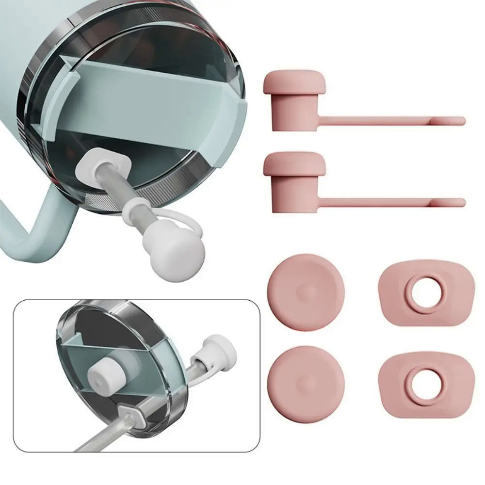 Coperchi Stanley Cup 40 Oz Set 2 Coperchi Di Ricambio Per Stanley Cup 40 Oz - A Prova Di Perdite, Con 4 Cannucce E Spazzola, Bianco Set Accessori Stanley Con Cannucce