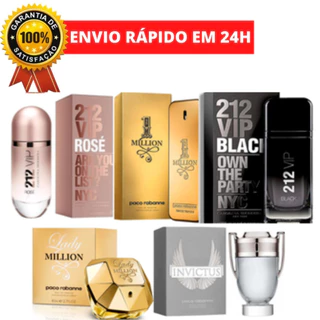 Kit c/ 05 Perfumes Importados Masculinos e Femininos Promoção! (Vprose/1milion/vpblac/lady/invictos)