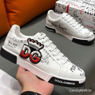 DG Alta Versão D & G Dolce Gabbana Nova Moda Sapatos De Couro Homens Esporte Sapatos Casuais Impressão 3D Personalizado Graffiti GWN XX