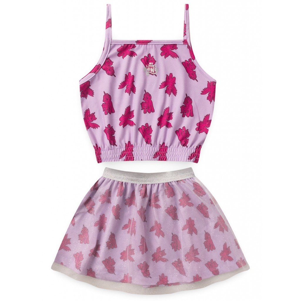 Conjunto Feminino Infantil Top + Saia Tule - My Little Pony