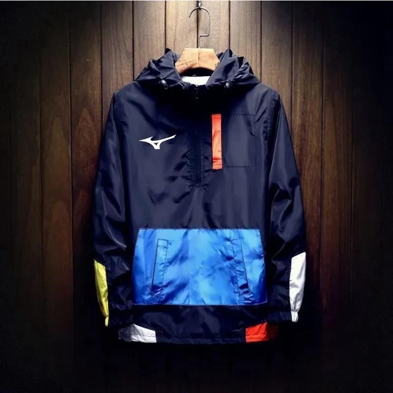 Mizuno 2024 Casaco Com Capuz De Outono Para Homens Bombardeiro De Tamanho Grande Zíper Da Marca Pullover