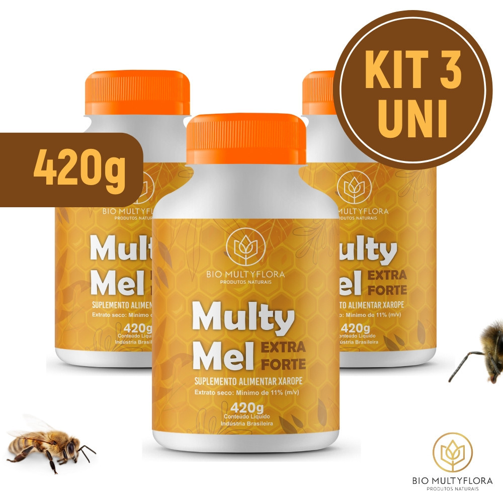 Kit 3 Multy Mel Extra Forte 420g Suplemento Alimentar Xarope 100% ...