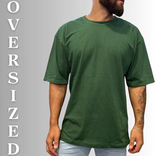 Camiseta Oversized Verde Militar Masculino 100% ALGODÃO