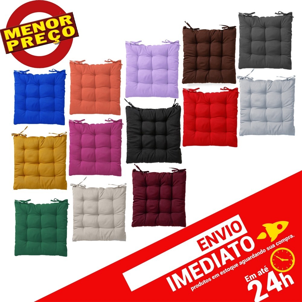 Kit Almofada Assento Cadeira Futton Futon 40x40cm Varias Cores