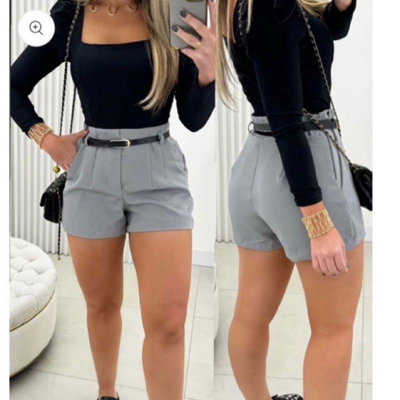 Short alfaiataria com cinto