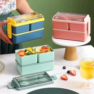 Lunch Box Bento Lonchera Térmica 1.4 L Con Cubiertos Color Azul Lunch Box Rectangular FANG