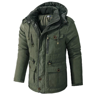 US Size Men's Clothing plus Size Mid-Length Fleece-forrado engroçado algodão acolchoado roupas Outdoor menos temperatura proteção Warm-Keeping algodão vestuário