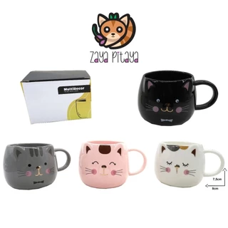 CANECA VASO GATINHO ORELINHAS EM RELEVO NARIZINHO DOURADO - 400 mls