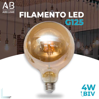 Lâmpada Filamento LED G125 4W E27 LUZ QUENTE (AMARELO) Âmbar Retrô Vintage 110V~220V | Bivolt