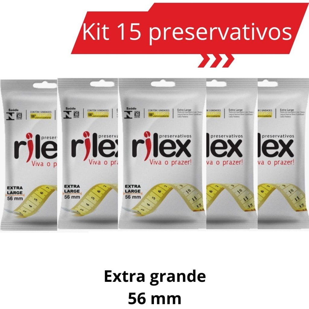 Kit 15 Preservativo camisinha Rilex Extra Grande 56mm