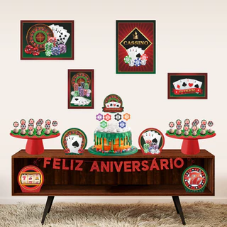 Kit Festa Decoração Cassino Aniversário 40 Itens Festa