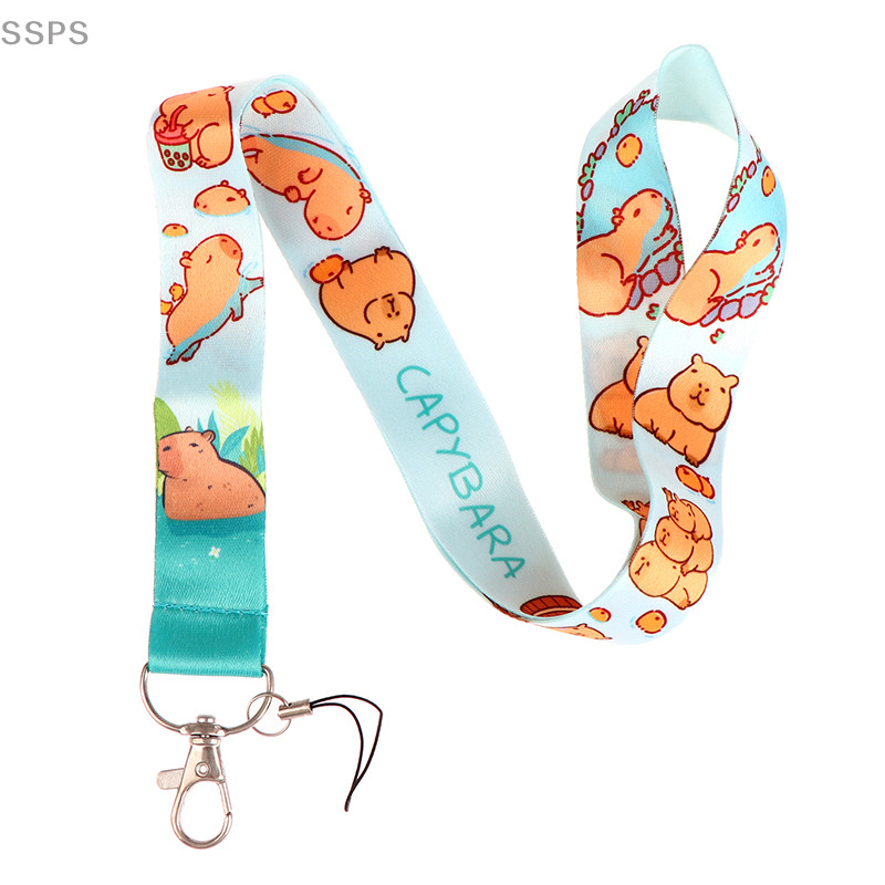 [SSPS] Fofo Capybara Phone Lanyard Neck Strap ID Card De Crédito Lanyards Acessórios Para Crianças Adultas FAH