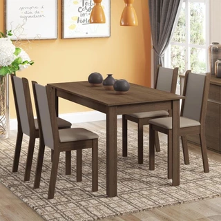 Conjunto Sala de Jantar Rosa Madesa Mesa com 4 Cadeiras - Rustic/Crema/Pérola em Oferta na Shopee