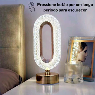 Candeeiro de mesa luxuoso de cristal acrílico para quarto com 3 cortinas LED em Oferta na Shopee
