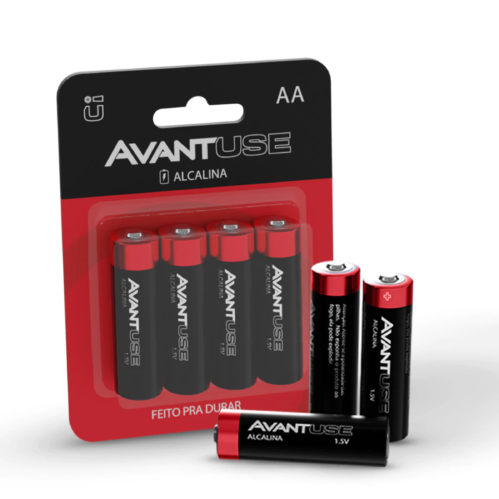 Kit 4 Pilhas Alcalina AA Pequena 1.5V Avant Use