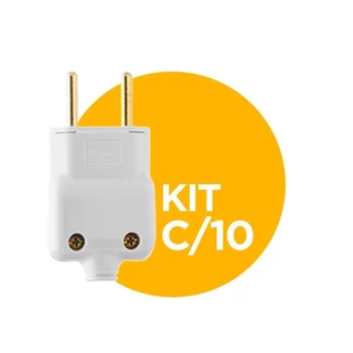Pacote com 10 Plug Tomada 2 Pinos Macho Branco Ilumi em Oferta na Shopee