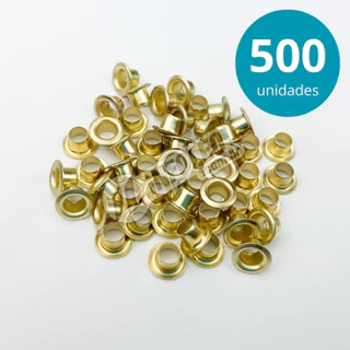 500x Ilhós Latão nº 54 Dourado 3/16 polegadas