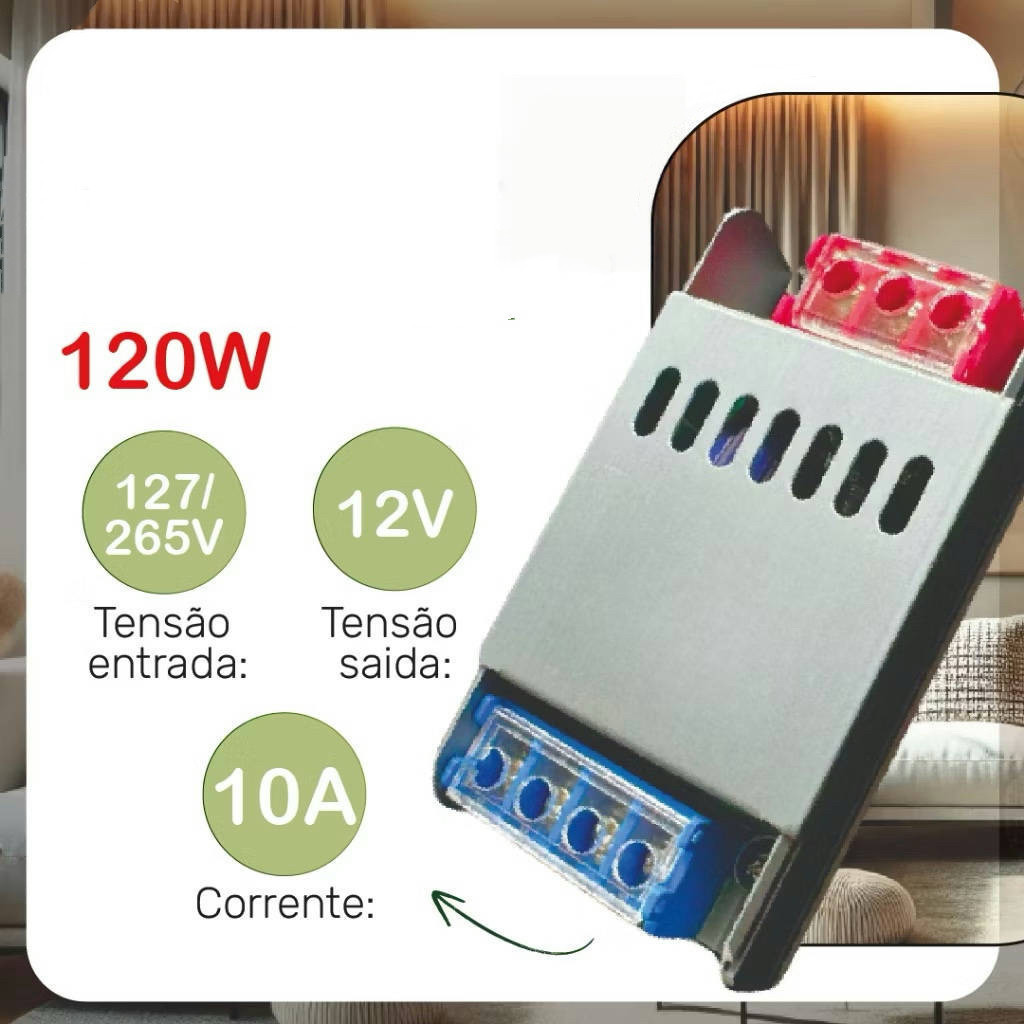 Fonte Chaveada Mini Slim 12v 10a 120w Bivolt Led Eletrônicos | Shopee ...