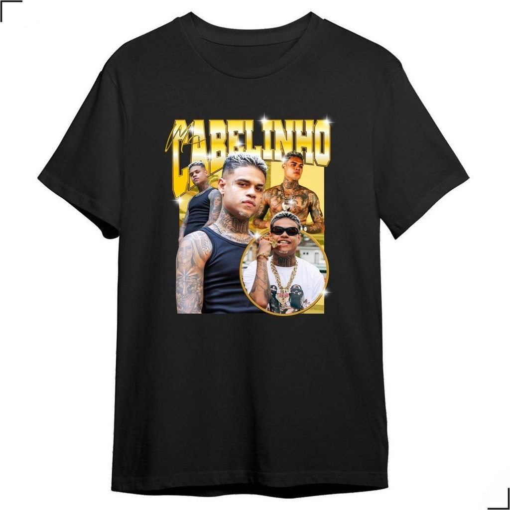 Camiseta Básica Graphic Mc Cabelinho Victor Hugo Rapper Funk | Shopee ...