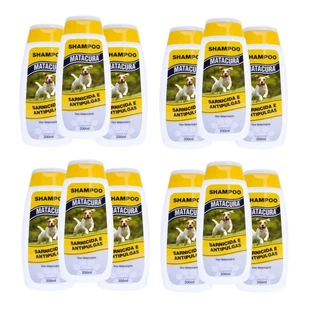Kit 12 Shampoo Cachorro Sarnicida AntiPulgas MataCura 200ml