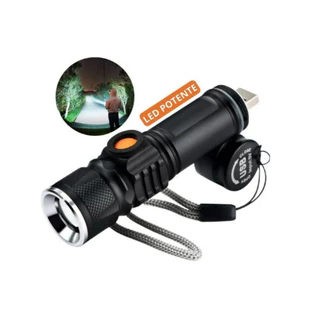 Mini Lanterna Tática Militar Longo Alcance T6 LED Recarregável USB Luz Branco DT-62