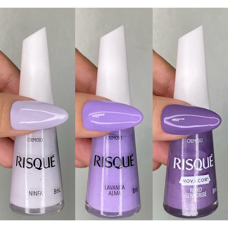 Kit 3 Esmalte Risqué Tons de Lilás , Ninfa , Lavanda Alma e Roxo Sem ...
