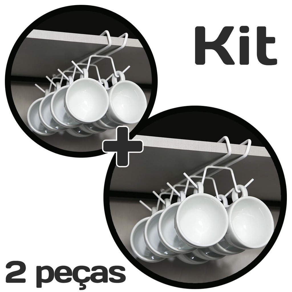 Kit 2 Porta Xicaras Organizador Cozinha Armário Em Aço