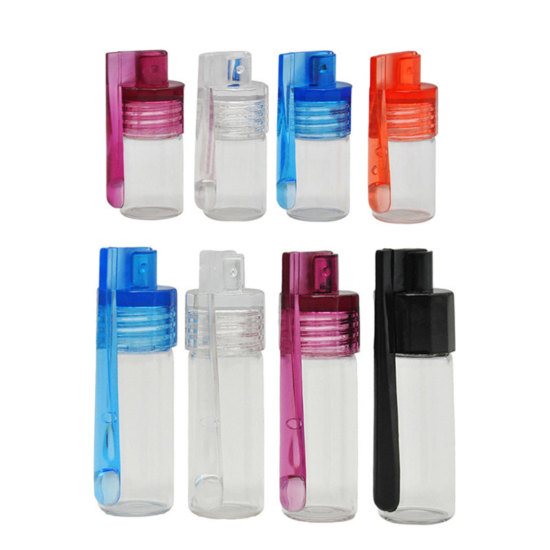 Garrafa Snuff Snorter 36mm 51mm Recipiente Caixa De Frasco De Vidro Armazenamento Com Estojo Flip Para Comprimidos