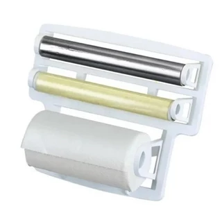 Porta Papel Toalha Suporte Triplo Rolo Aluminio Preto Branco