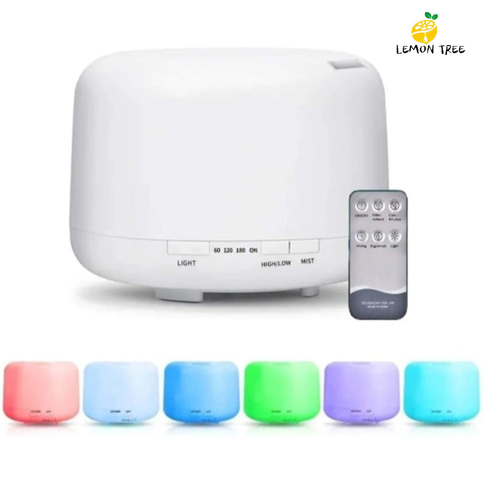 Umidificador Difusor Aromatizador 500ml / 300ml Ultrassônico Estilo Branco com Led 7 cores com controle