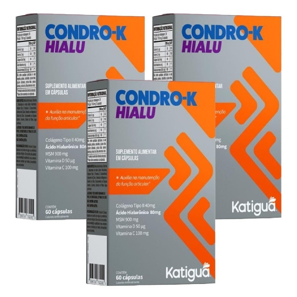 Kit Condro-K Hialu Katigua Com 3 Caixas De 60 Cápsulas Cada | Shopee Brasil