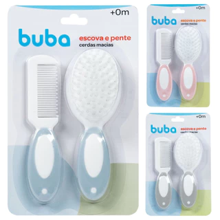 Escova E Pente Cerdas Macias Pontas Arredondadas Para Cabelo Bebe Infantil Azul Rosa Cinza Buba em Oferta na Shopee