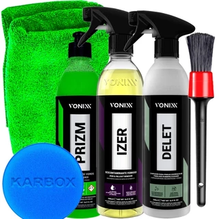 Kit Limpeza Pesada Vonixx Remove Manchas Prizm Limpa Pneu Delet Tira Ferrugem Izer Pincel Detalhamento Aplicador Toalha