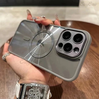 Capa Magnética Transparente Anti-Queda A Laser Aurora Para iPhone 15 14 13 12 11 Pro Max PLUS Proteção Da Câmera Acrílica À Prova De Choque