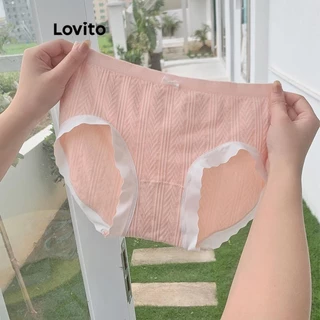 Lovito Linda calcinha geométrica contrastante com laço frontal para mulheres LCW05004