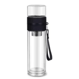 Garrafa De Chá Vidro Duplo Com Filtro Infusor De Chá Preto