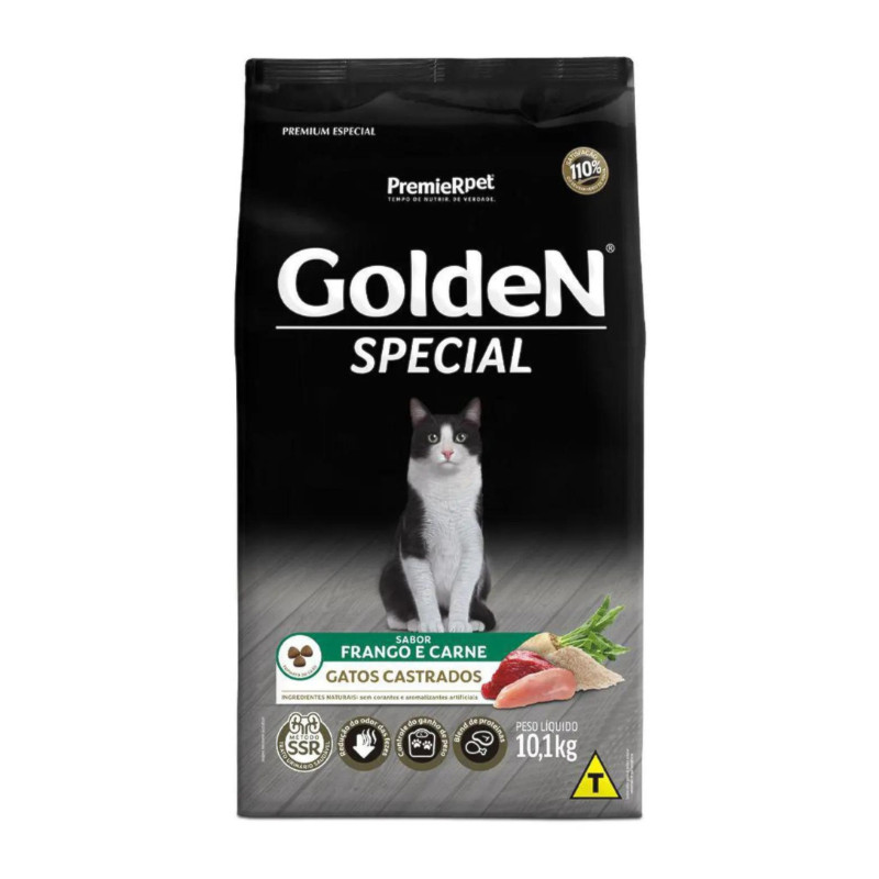 Ração GoldeN Gatos Castrados Frango e Carne 10,1 kg