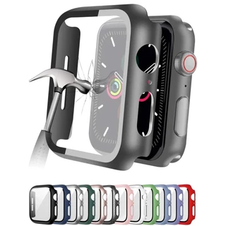 Vidro Temperado+Tampa Para Apple Watch Série 45 41 44 40 42 38mm Protetor De Tela Smart iWatch Capa
