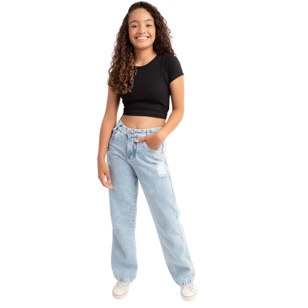 Calça jeans rasgadinha shops infantil feminina