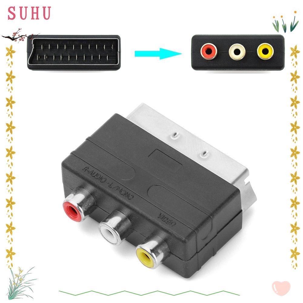 SUHU Scart Macho Para 3RCA Fêmea Conector De TV AV Entrada Do Adaptador De Jogo PS4 WII DVD VCR